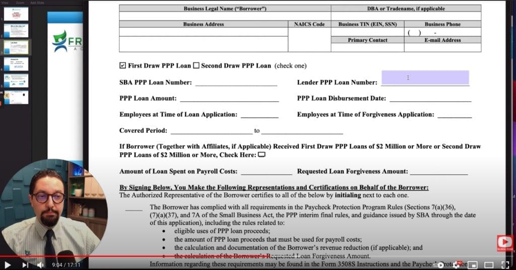 PPP Loan Forgiveness Application Form 3508S